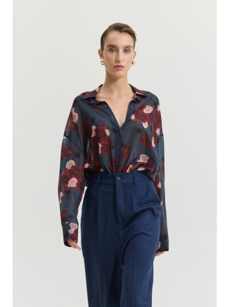 Heather Shirt (Shadow Roses Blue)