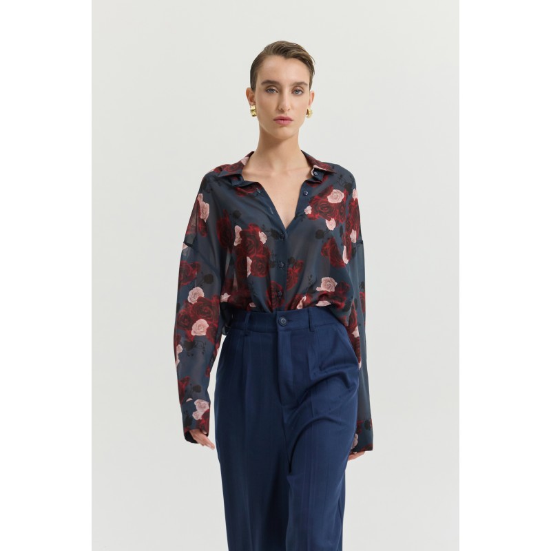 Heather Shirt (Shadow Roses Blue)