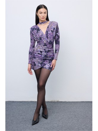 Mosaic Mauve Anthesis Mini Jersey Dress