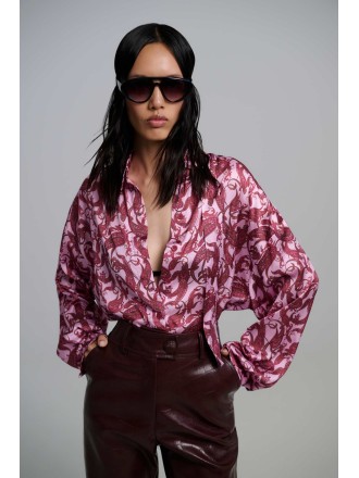 Σατέν oversized πουκάμισο Nolia